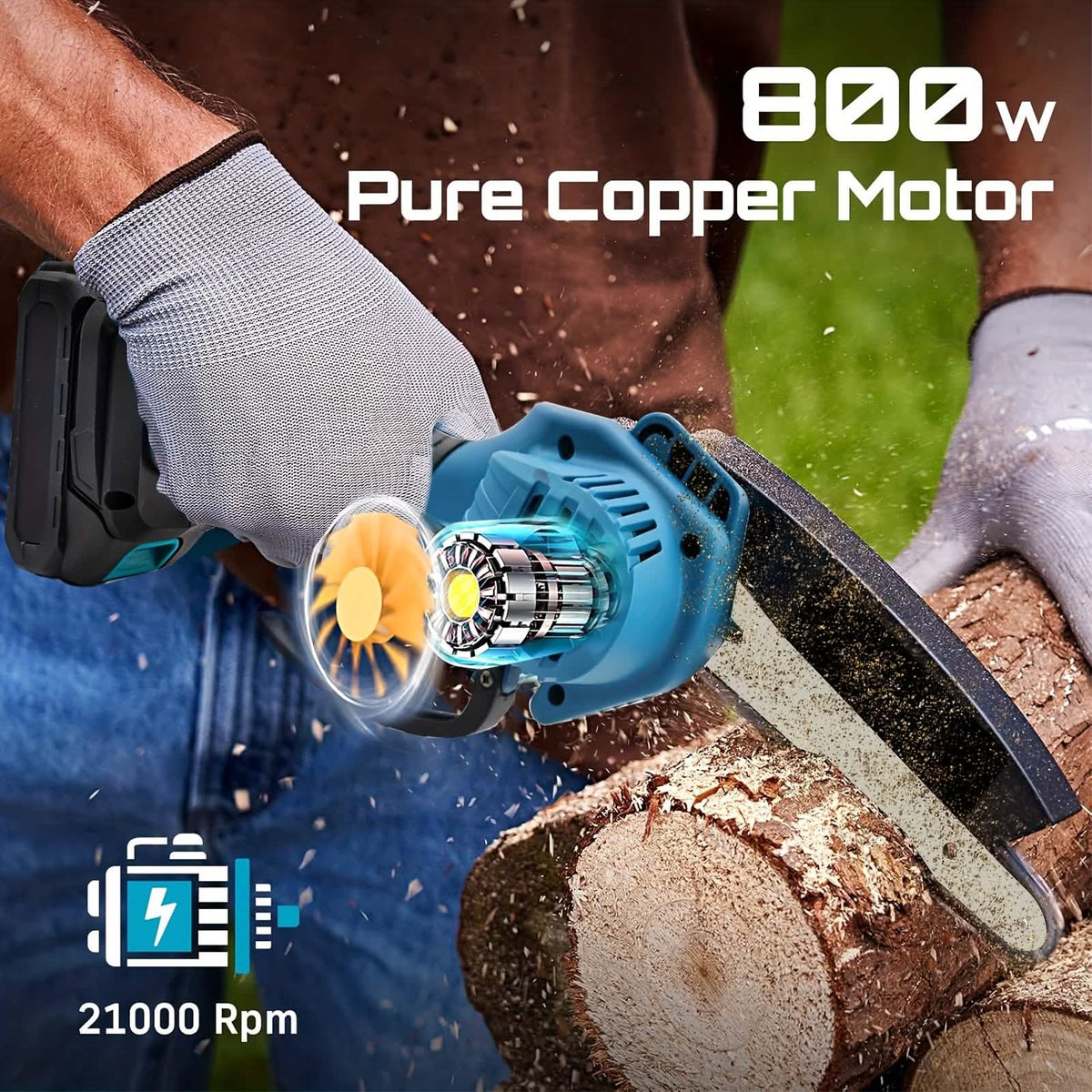6-inch Cordless Mini Chainsaw – Handheld Electric, Lightweight, Battery-Powered