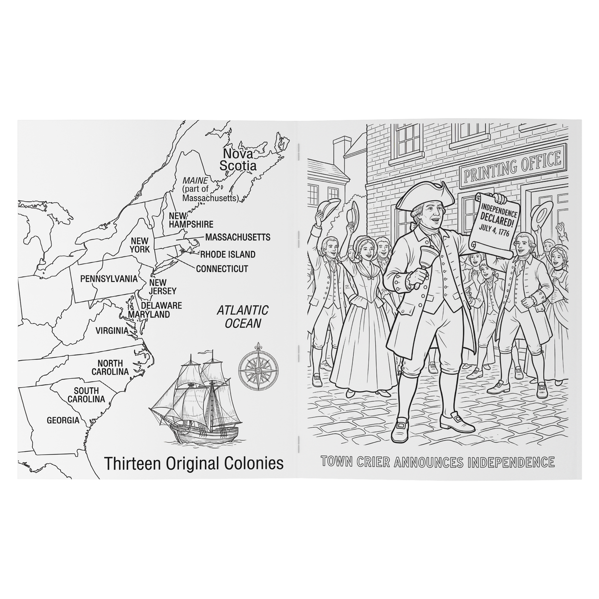 America 250th Anniversary Coloring Book - Founding of America: Birth of a Nation