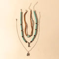 Myra Cody Charm Layered Necklace for Women with turquoise beads and horseshoe detail for western wear